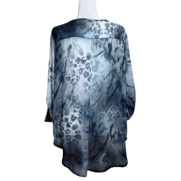 GiGi Moda Tunic Artsy Lagenlook City Print Blue Blouse Art to Wear Women Size XL - Picture 3 of 6